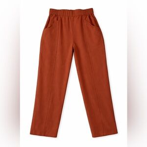 Rust Orange Elastic Waist Pants